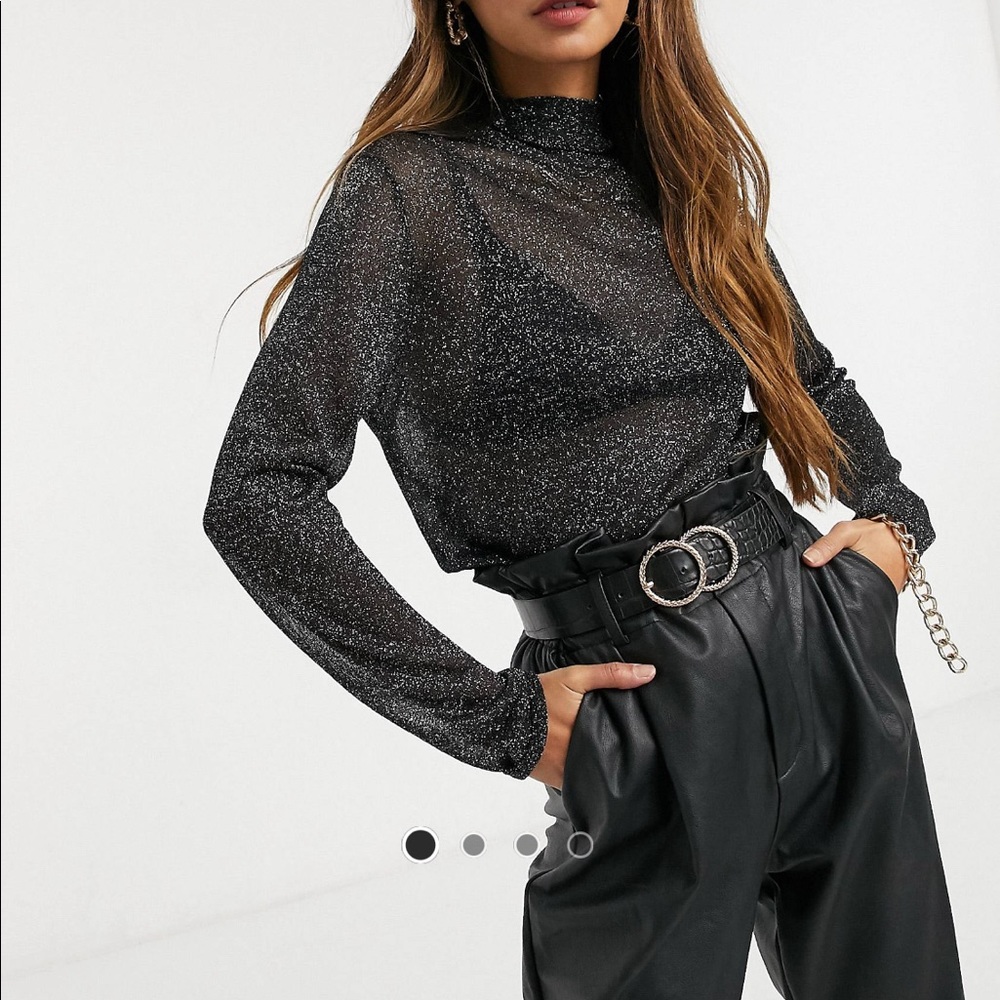 ASOS | High Neck Top in Sheer Knit